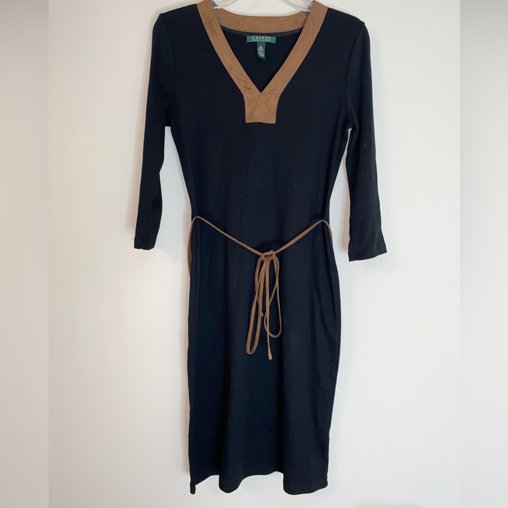 Ralph Lauren Black Dress with Brown Accents
